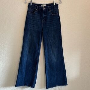 Risen High Rise Wide Leg Jean Raw Hem Size 7/28